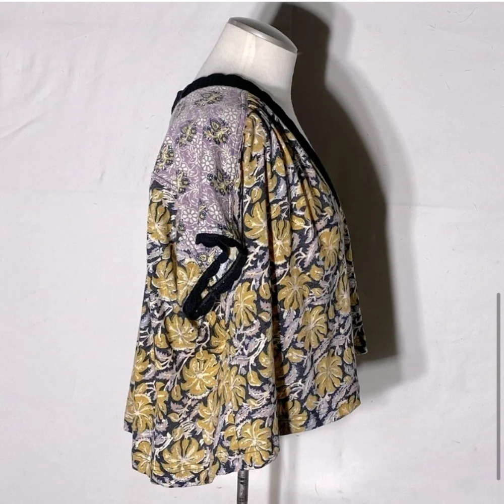 Free People Yellow Floral Leilani Crop With Crochet Lace Trim S - Picture 5 of 13